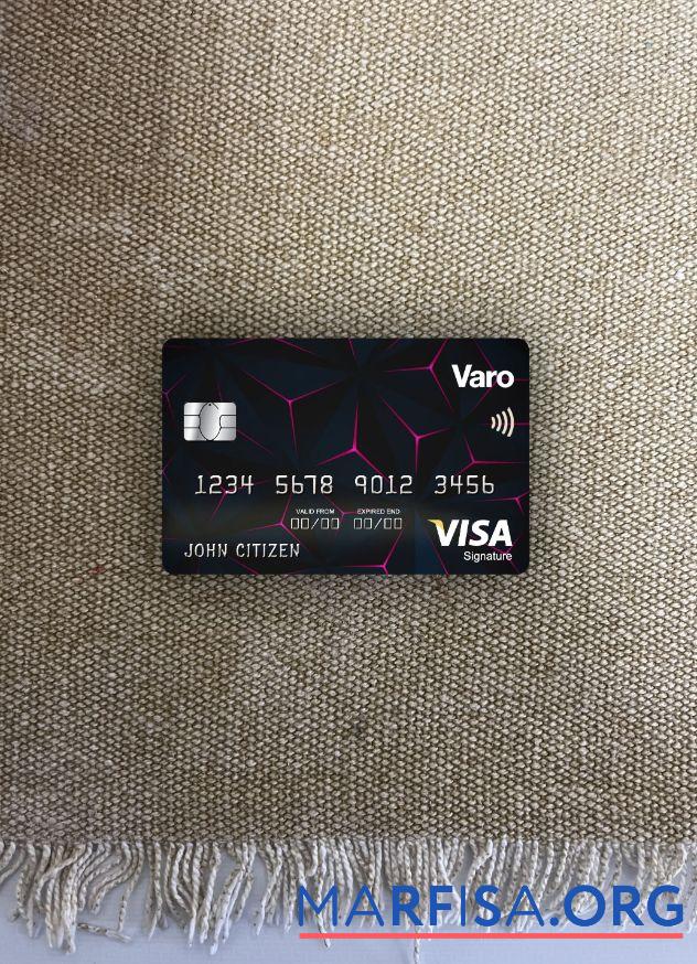 Blank USA California Varo bank visa signature card photolook front real example